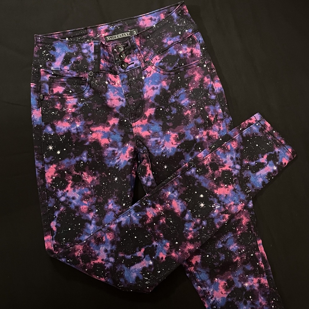 Galaxy print skinny jeans
